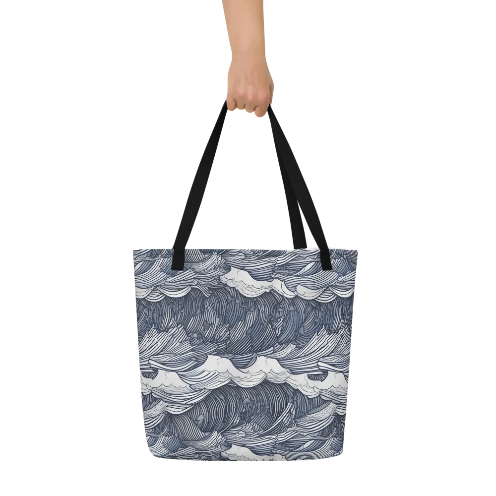 Indigo Swell on Large Tote Bag W/ Pocket — Front