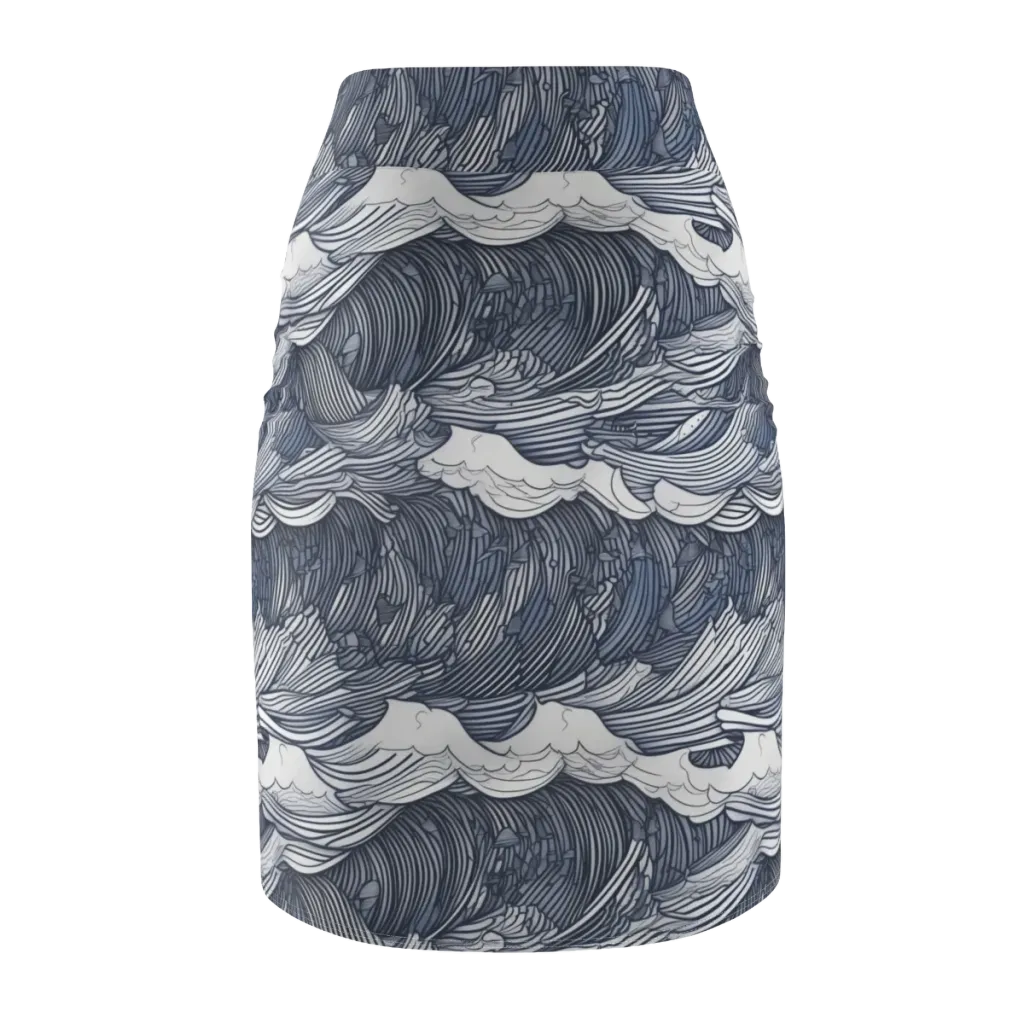 Indigo Swell on Pencil Skirt — Back