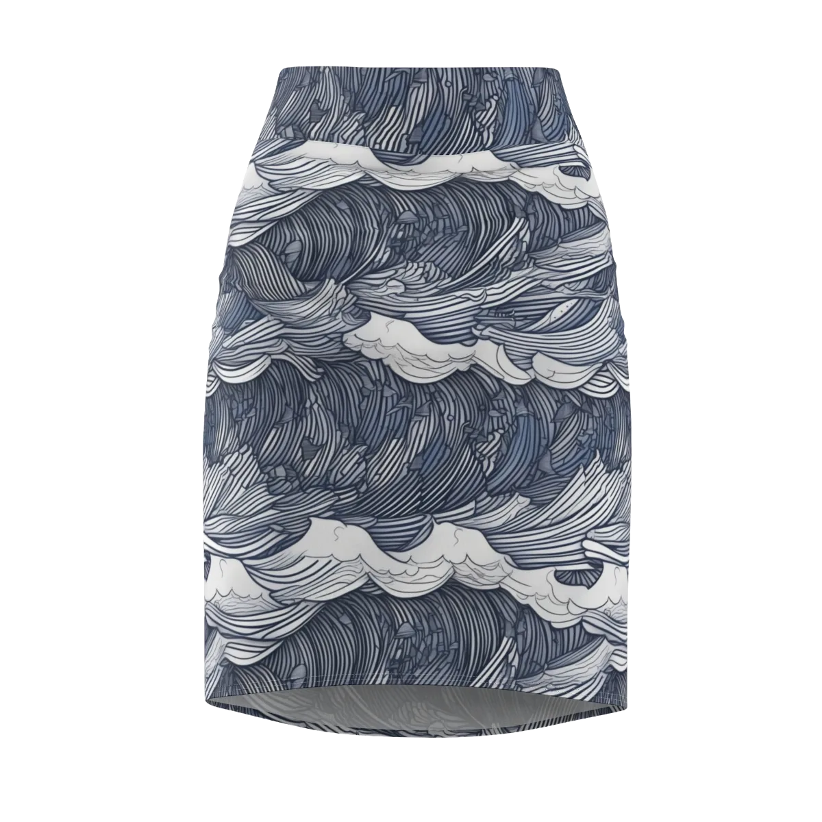 Indigo Swell on Pencil Skirt — Front
