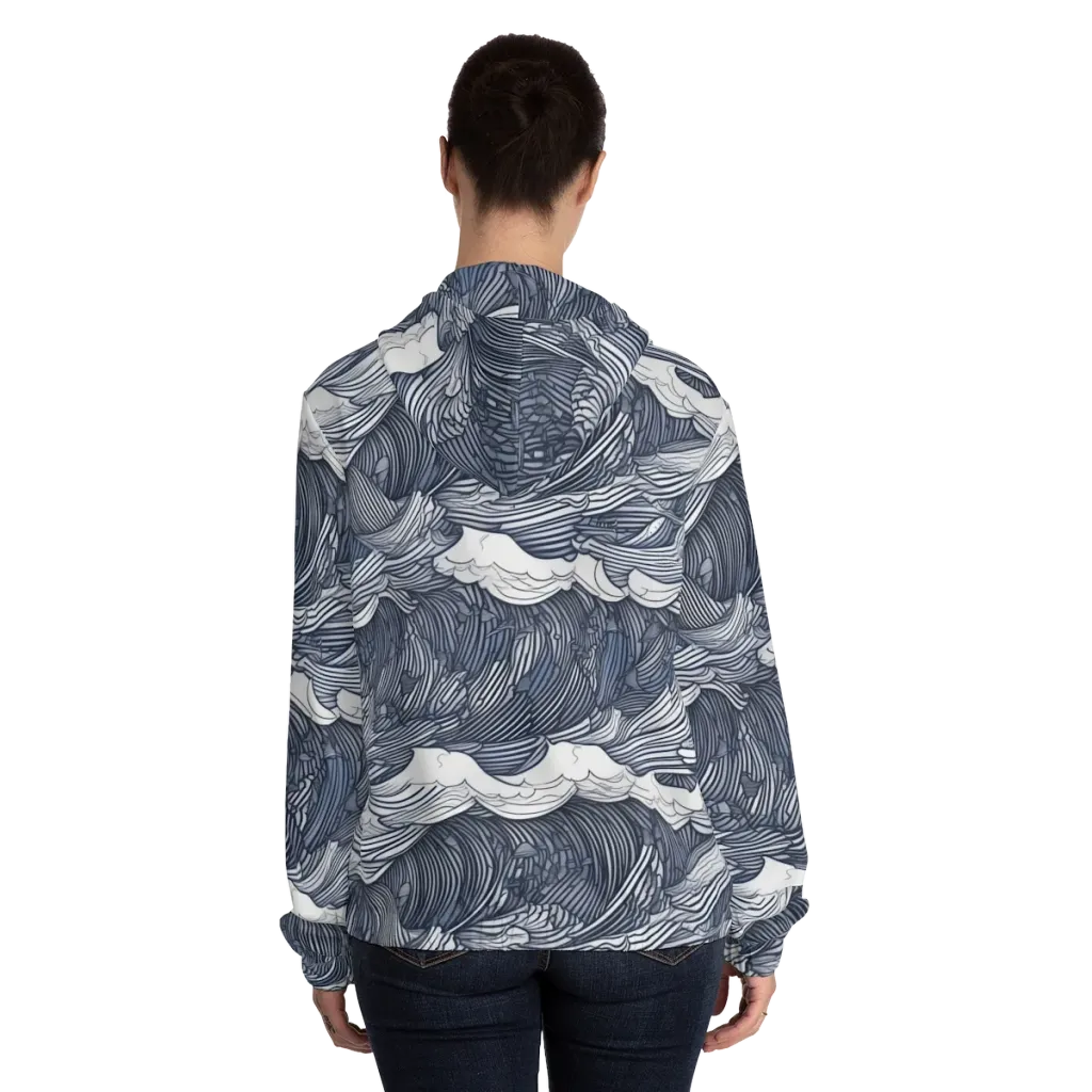 Indigo Swell on Women's Full-Zip Hoodie — Back On Person