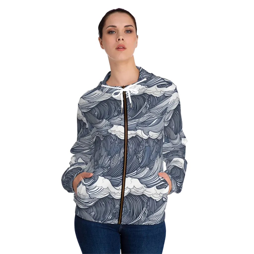 Indigo Swell on Women's Full-Zip Hoodie — Front On Person