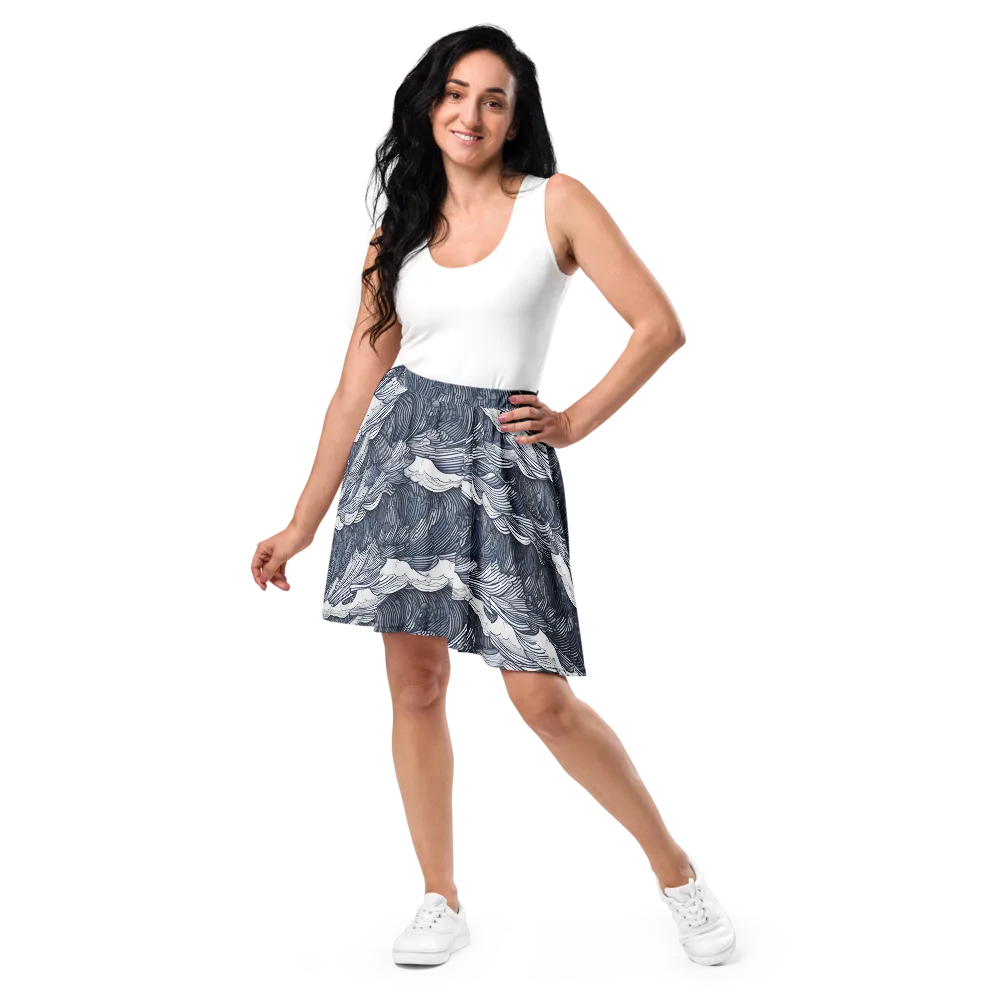 Indigo Swell on Skater Skirt — Front