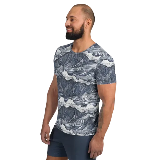 Indigo Swell on a Men's Athletic T-Shirt