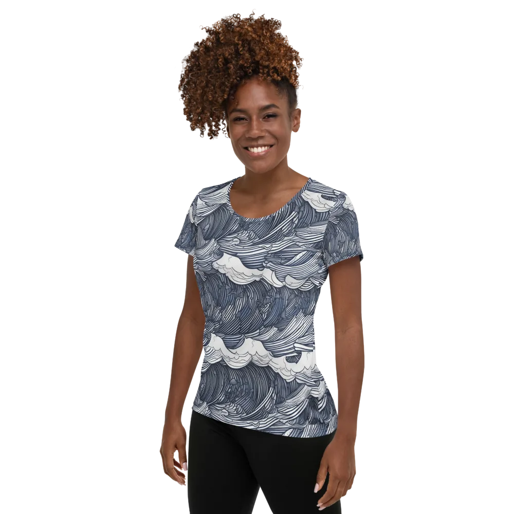 Indigo Swell on Women's Athletic T-Shirt — Left