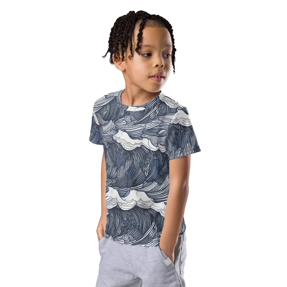 Indigo Swell on Kids Crew Neck T-Shirt — Left Front