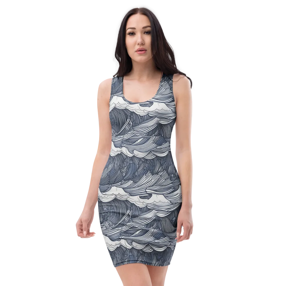 Indigo Swell on Bodycon Dress — Front