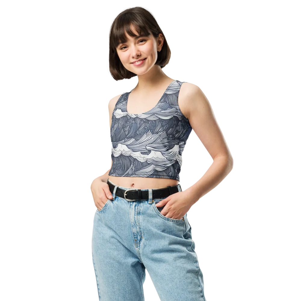 Indigo Swell on Crop Top — Front
