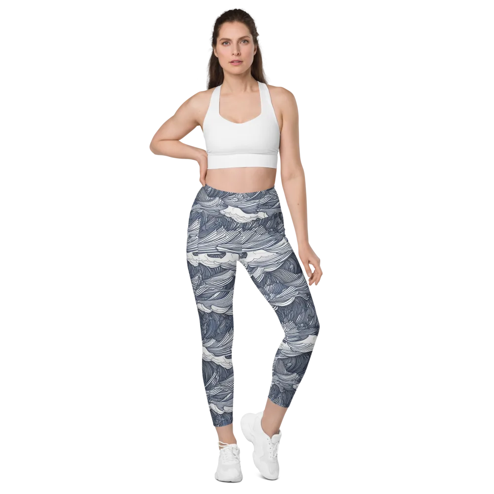 Indigo Swell on Leggings with Pockets — Front