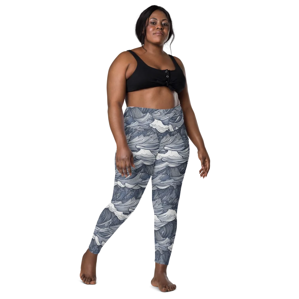 Indigo Swell on Leggings with Pockets — Front