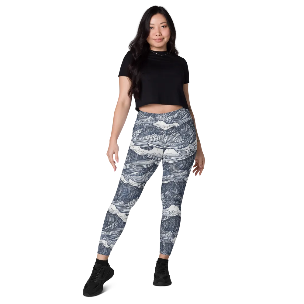 Indigo Swell on Leggings with Pockets — Front