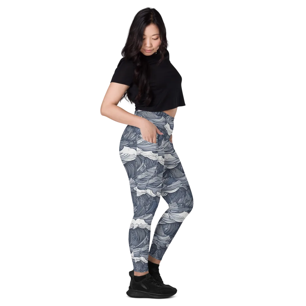 Indigo Swell on Leggings with Pockets — Right