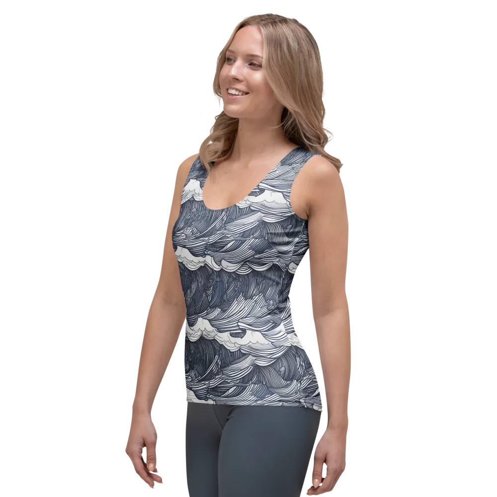 Indigo Swell on Women's Tank Top — Left Front