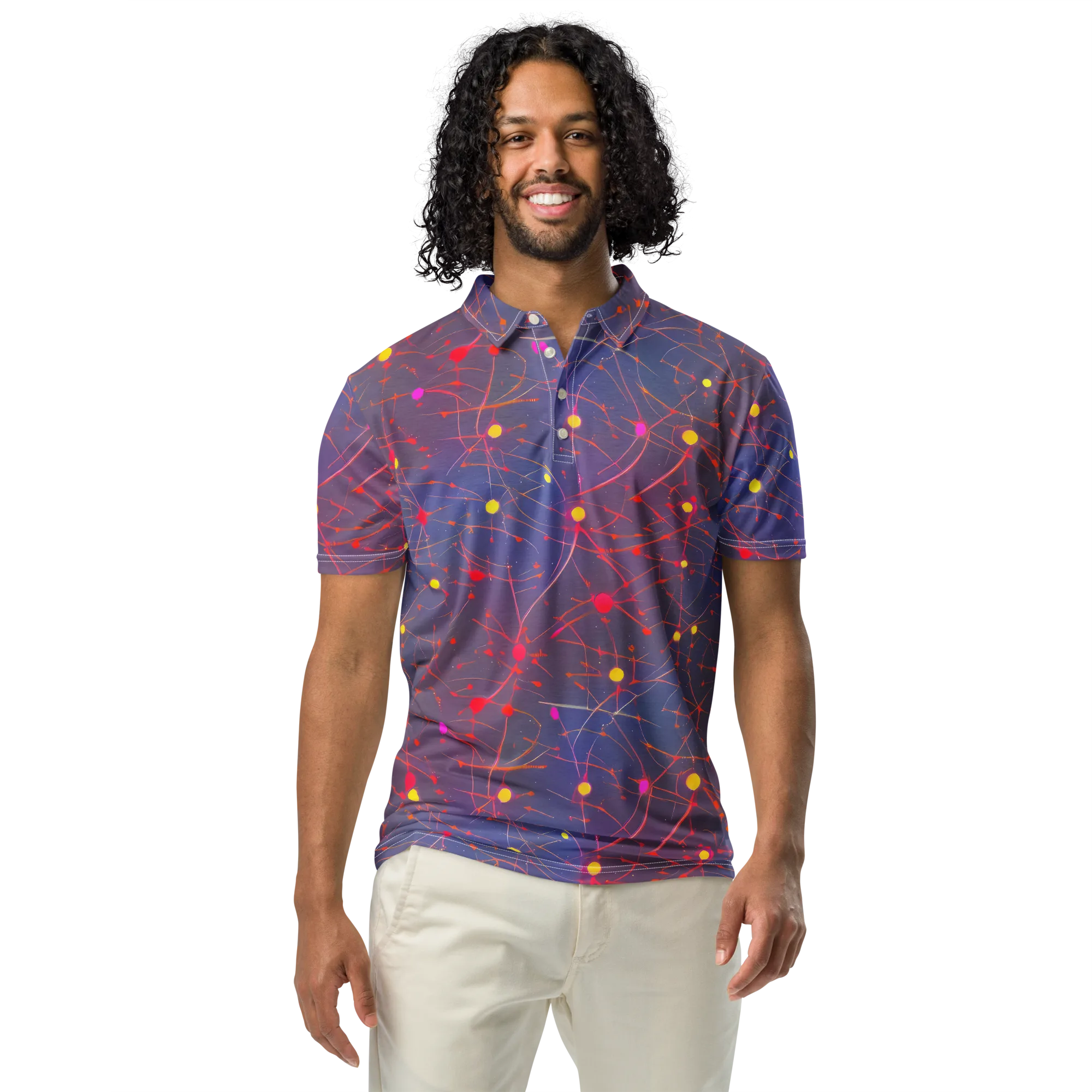 Neon Synapse on Men's Slim Fit Polo Shirt — Front