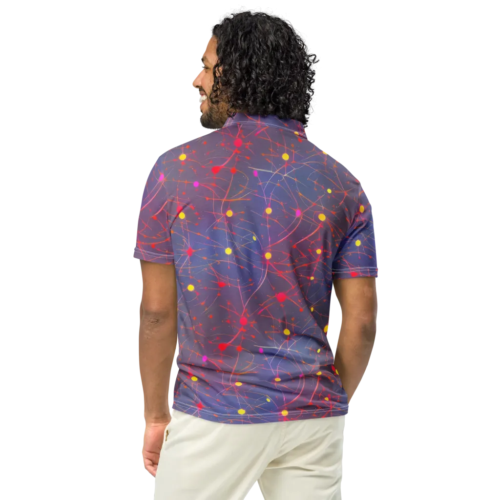 Neon Synapse on Men's Slim Fit Polo Shirt — Back