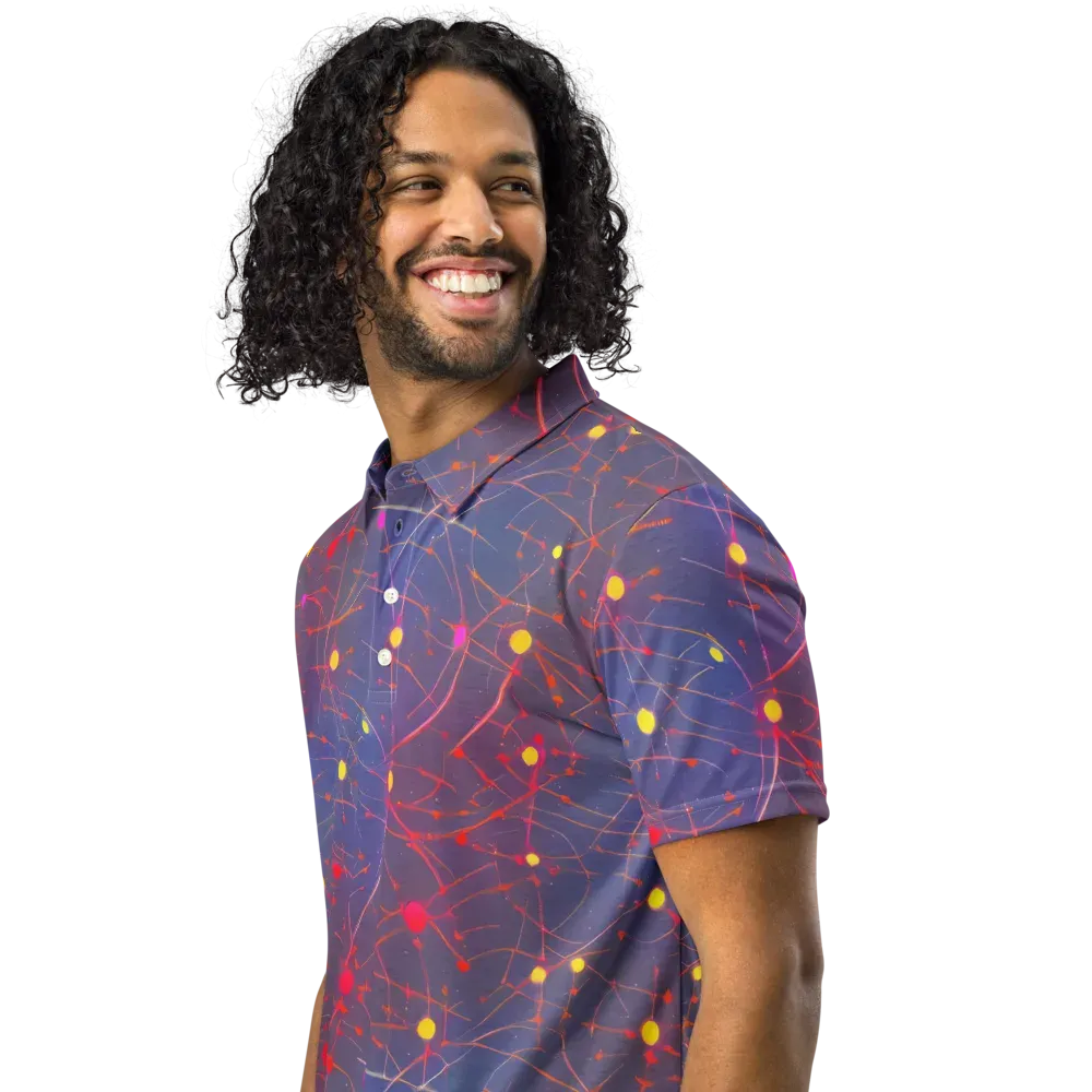 Neon Synapse on Men's Slim Fit Polo Shirt — Left Front