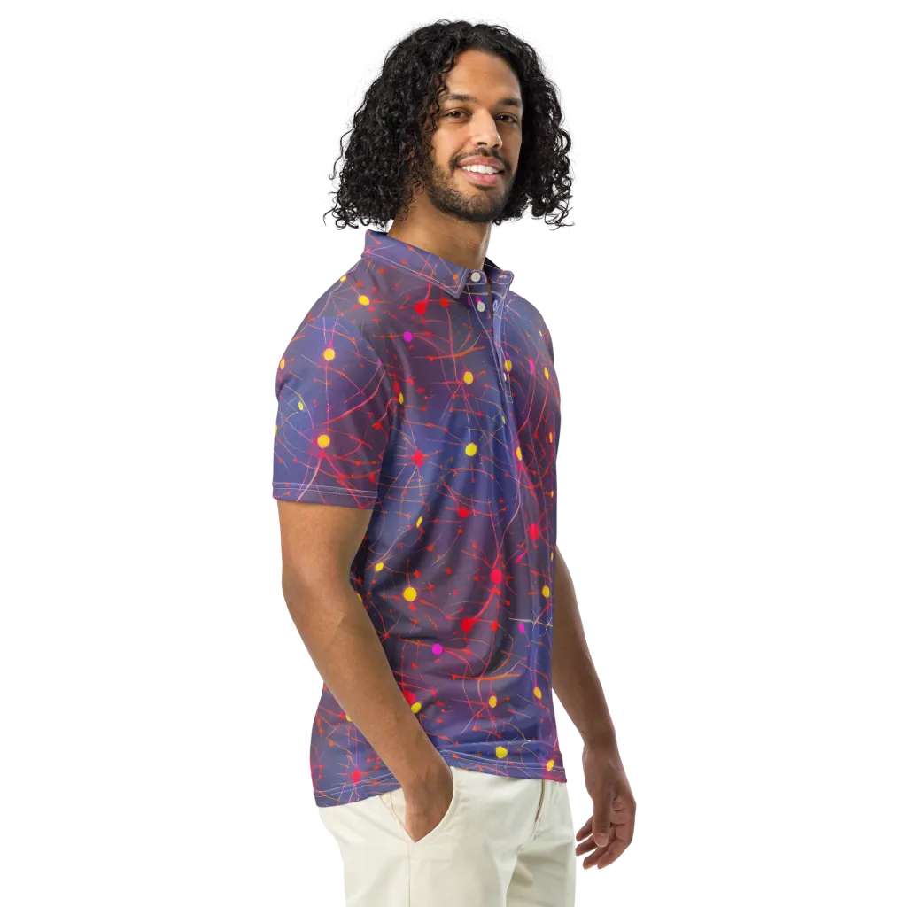 Neon Synapse on Men's Slim Fit Polo Shirt — Right Front