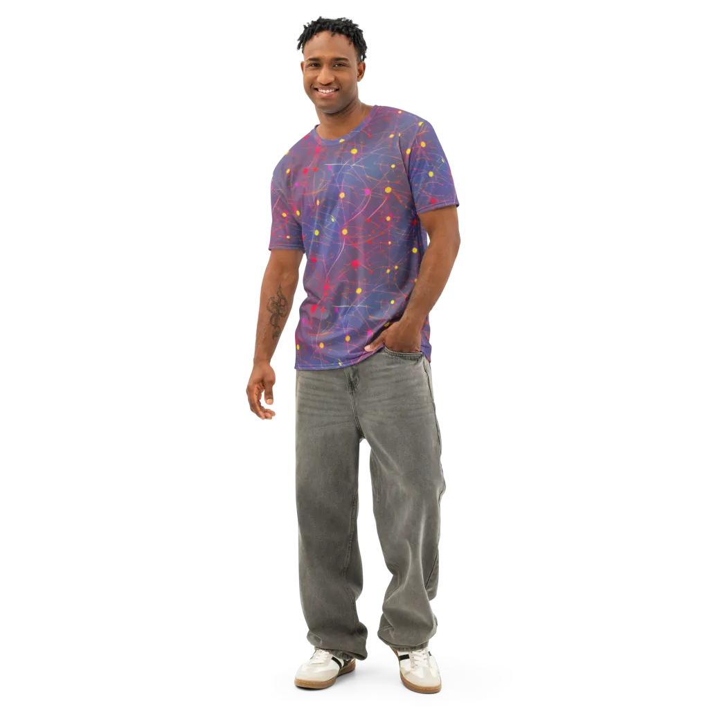 Neon Synapse on Men's Cotton Crew Neck T-Shirt — Front