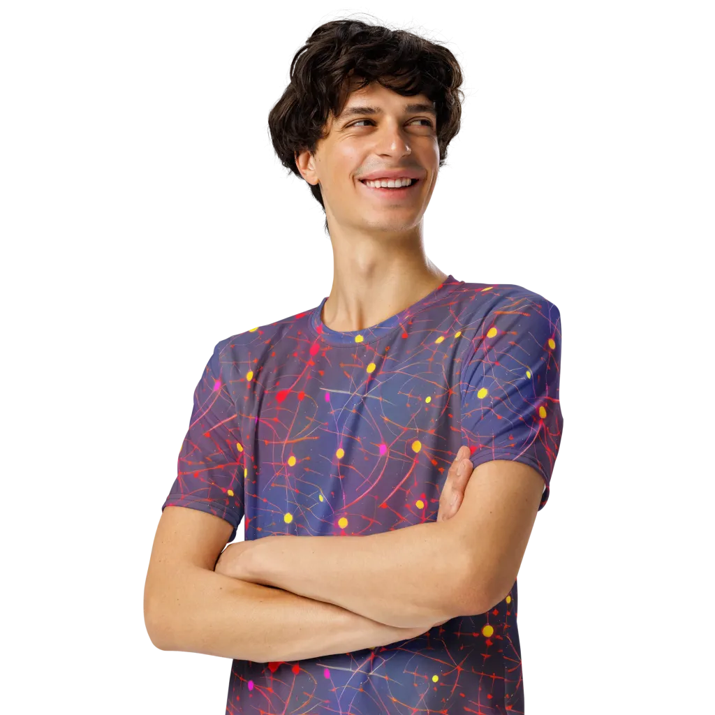 Neon Synapse on Men's Crew Neck T-Shirt — Left Front