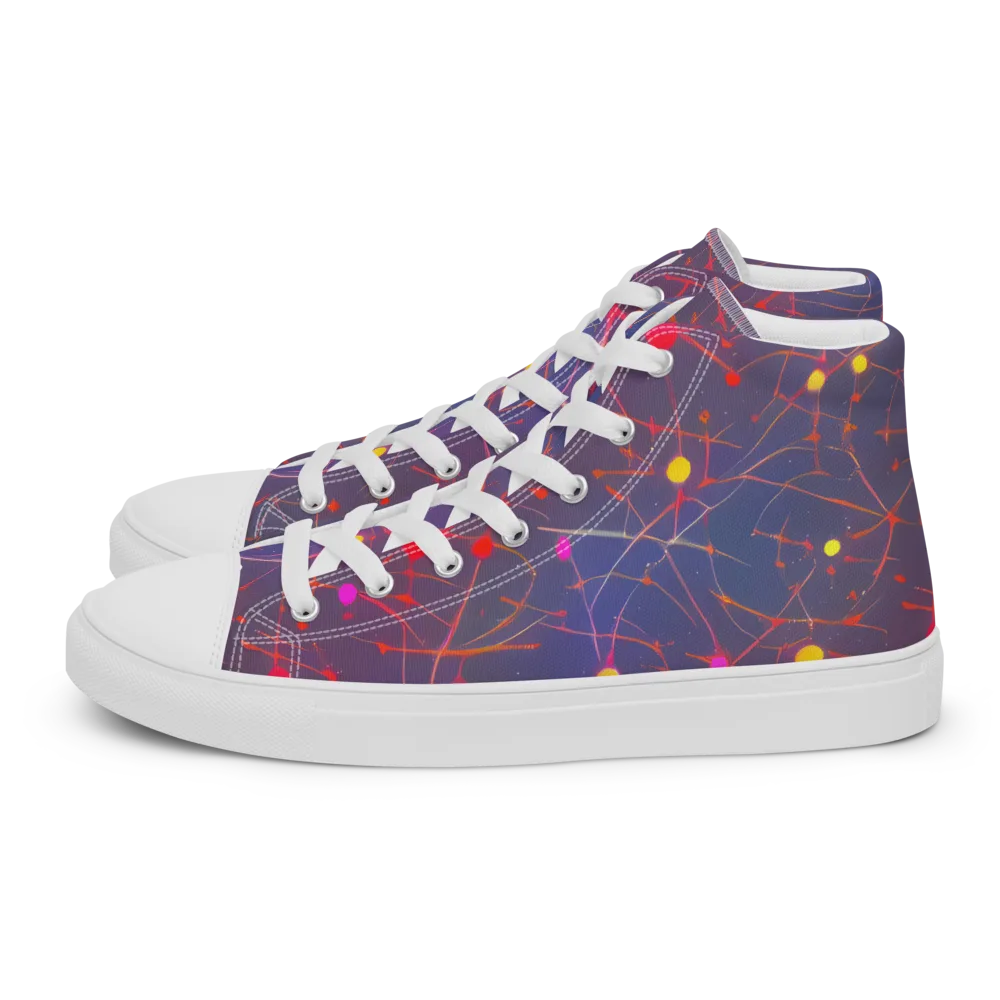 Neon Synapse on Men's High Top Canvas Shoes — Left