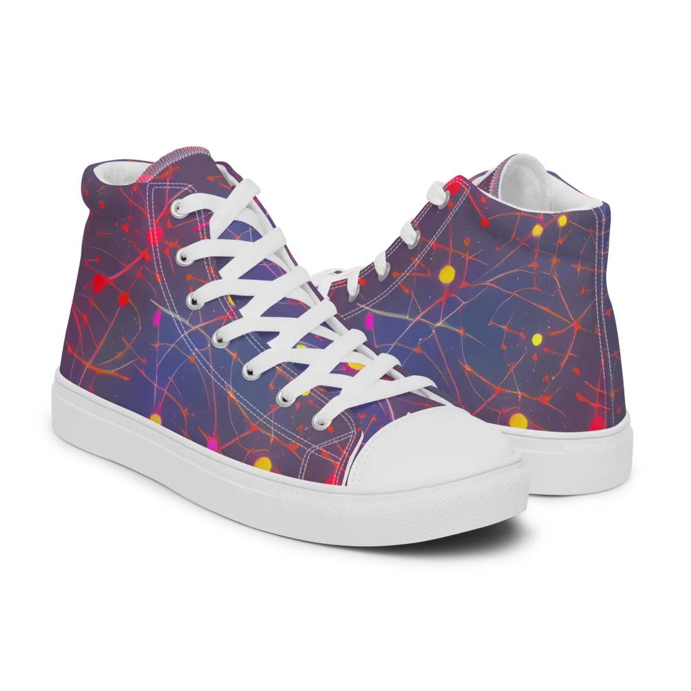 Neon Synapse on Men's High Top Canvas Shoes — Right