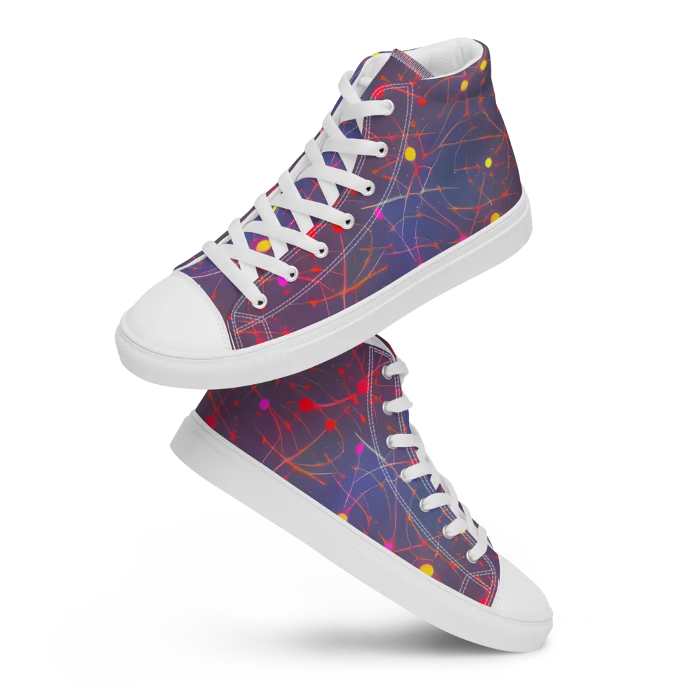 Neon Synapse on Men's High Top Canvas Shoes — Front