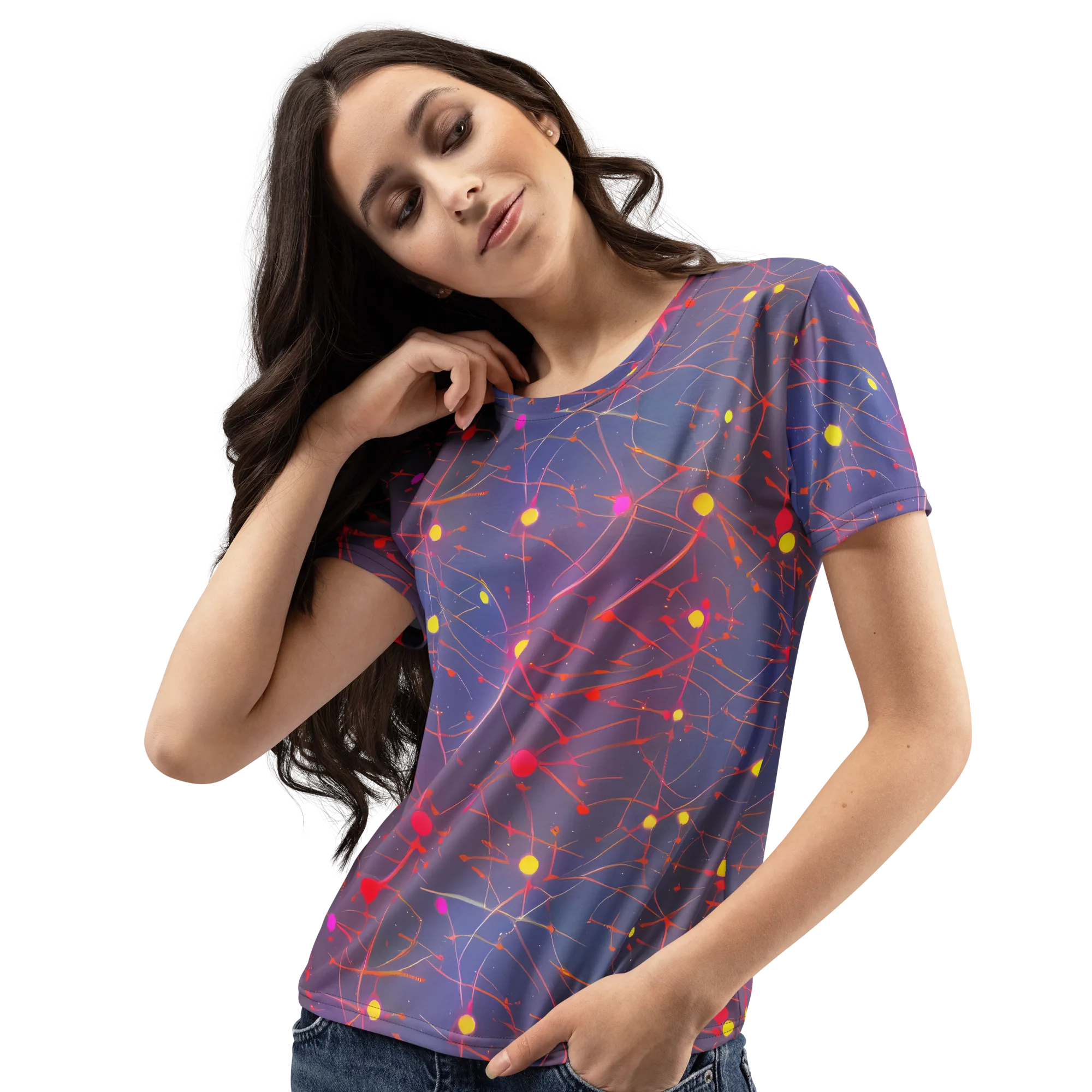 Neon Synapse on Women's Crew Neck T-Shirt — Left Front