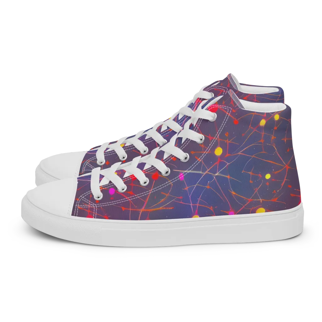Neon Synapse on Women's High Top Canvas Shoes — Left