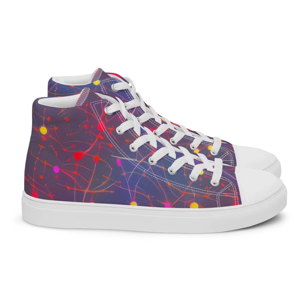 Neon Synapse on Women's High Top Canvas Shoes — Right