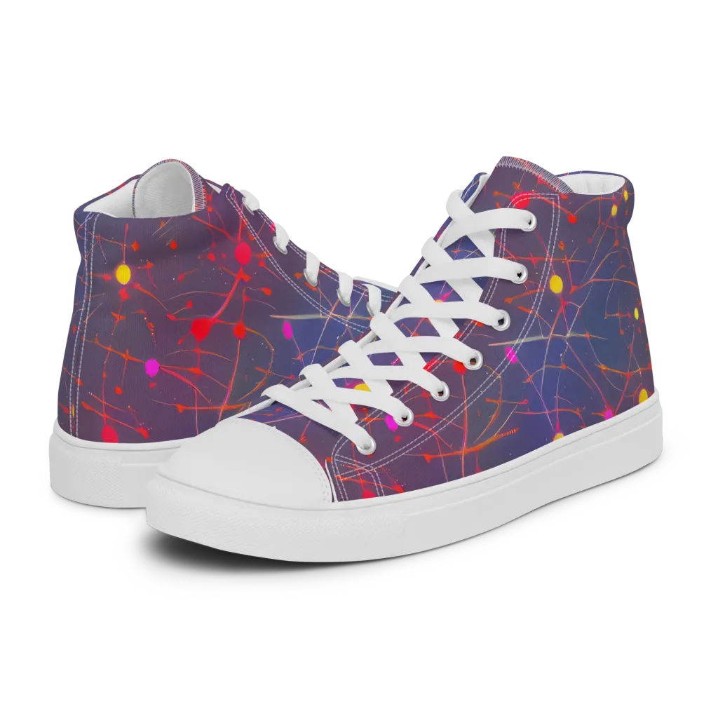 Neon Synapse on Women's High Top Canvas Shoes — Left