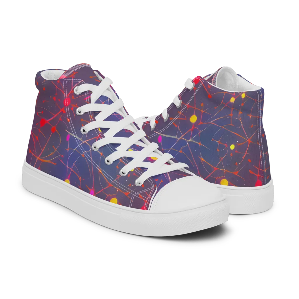 Neon Synapse on Women's High Top Canvas Shoes — Right