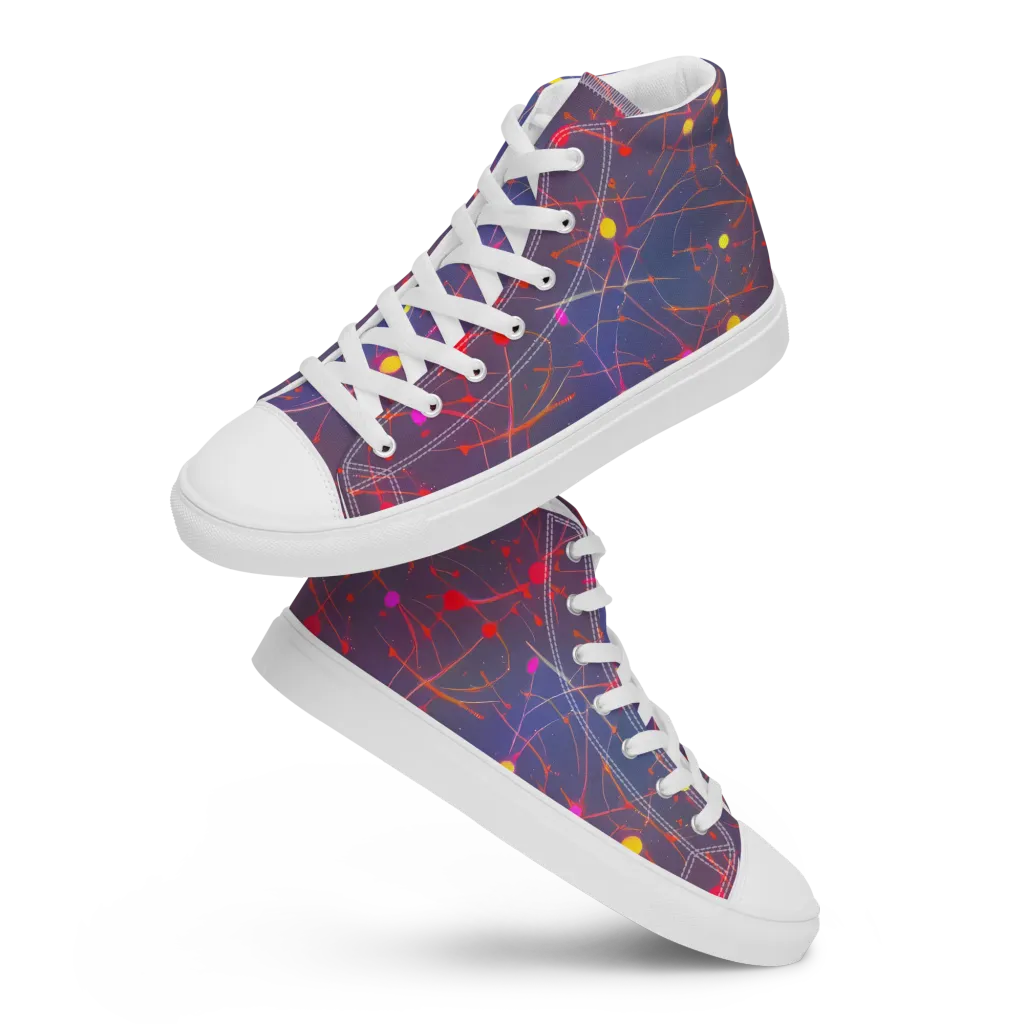 Neon Synapse on Women's High Top Canvas Shoes — Front