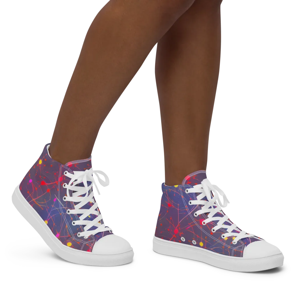 Neon Synapse on Women's High Top Canvas Shoes — Right