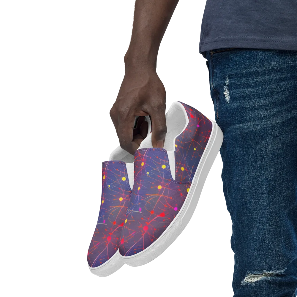 Neon Synapse on Men's Slip-On Canvas Shoes — Left Front
