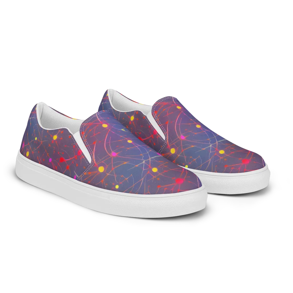 Neon Synapse on Women's Slip-On Canvas Shoes — Right Front