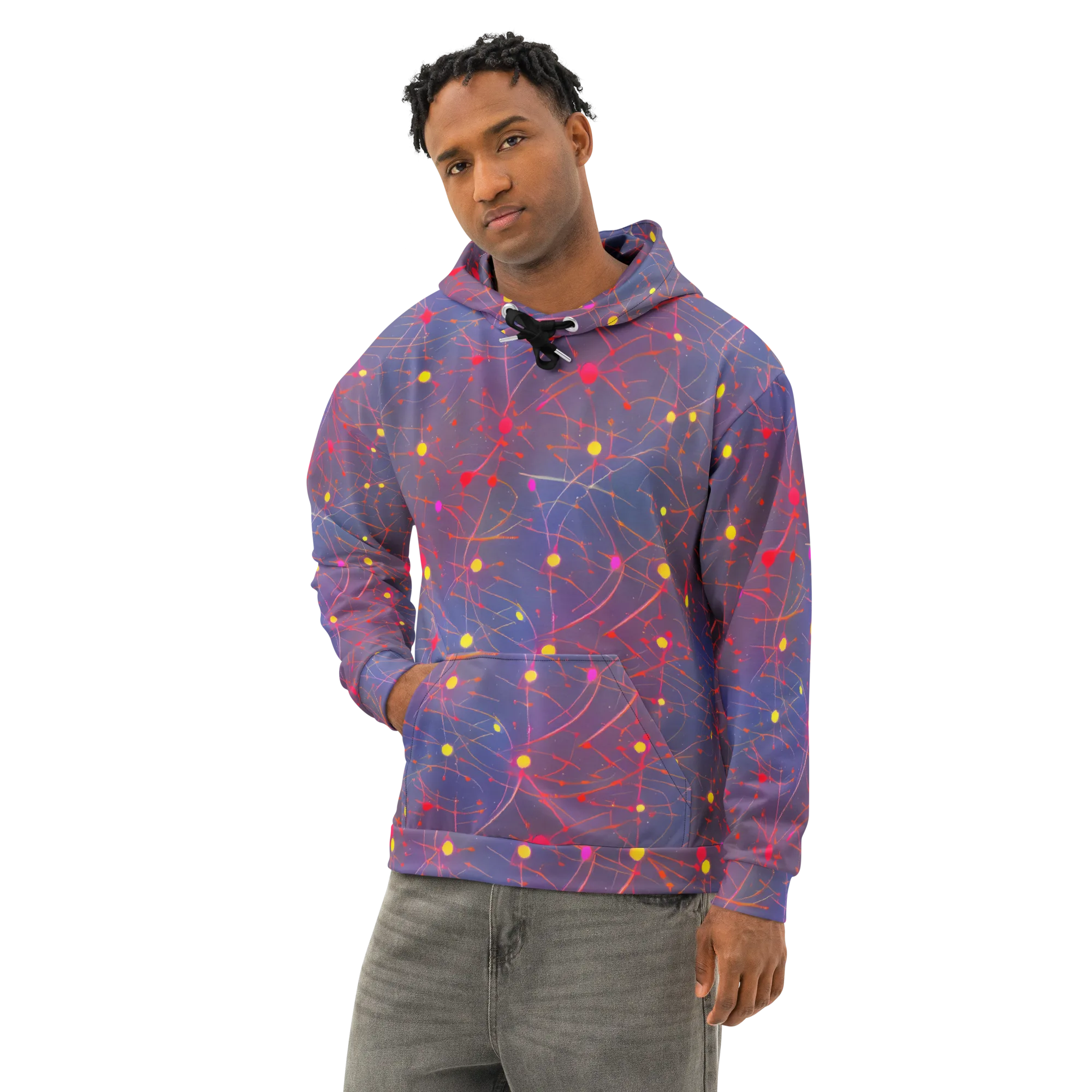 Neon Synapse on Cotton Hoodie — Left Front
