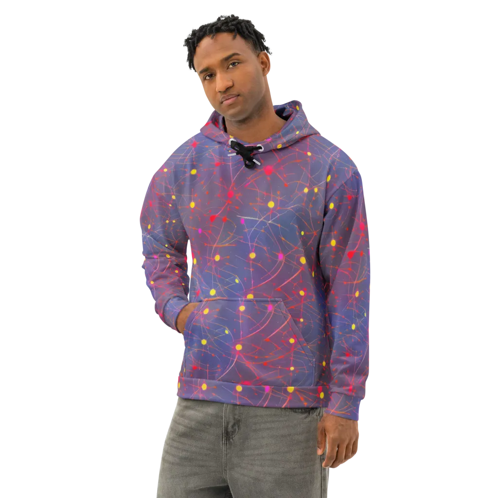 Neon Synapse on Cotton Hoodie — Left Front