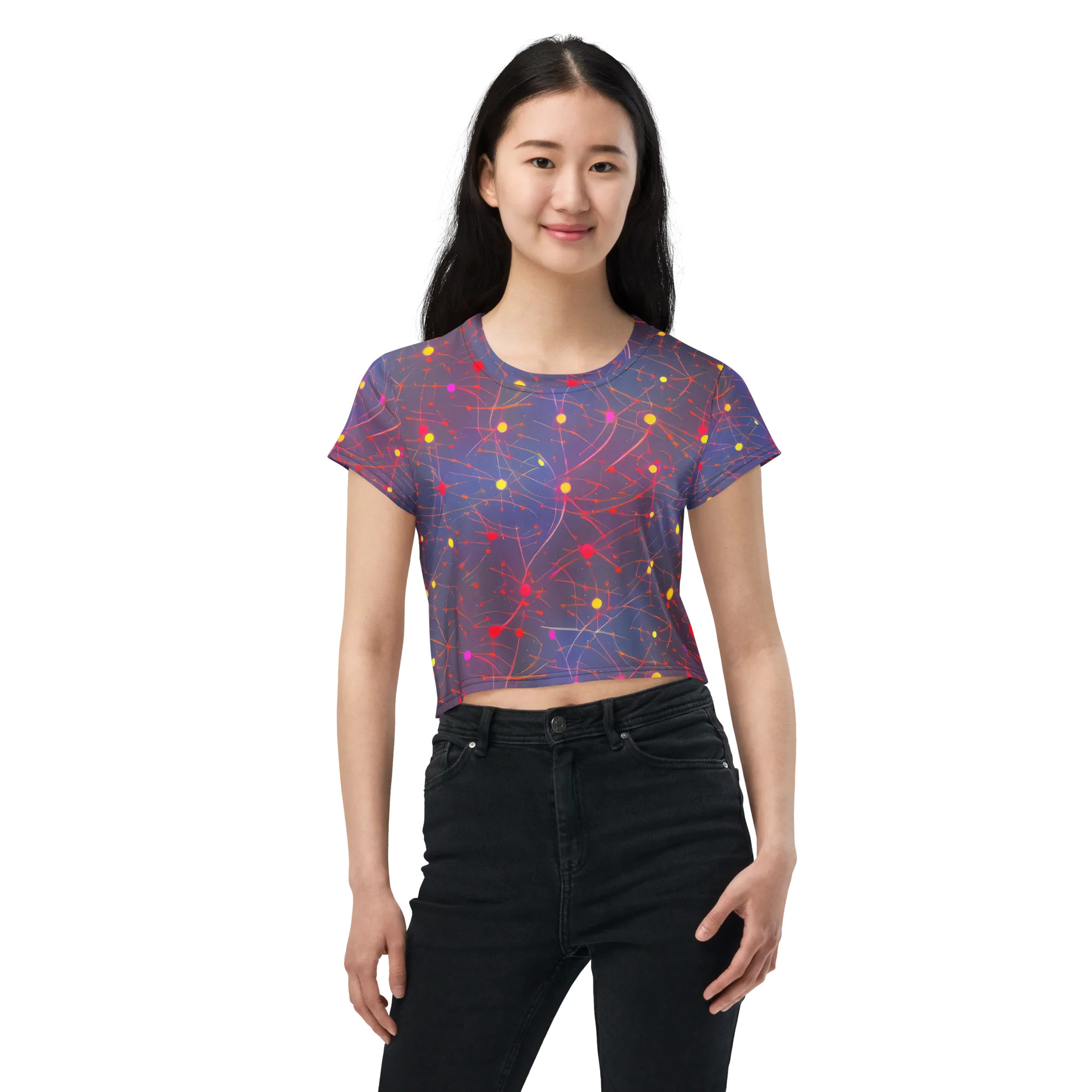 Neon Synapse on Crop Tee — Front