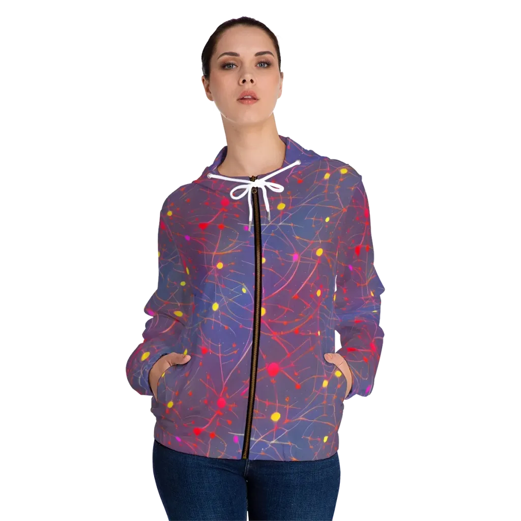 Neon Synapse on Women's Full-Zip Hoodie — Front On Person