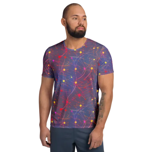 Neon Synapse on a Men's Athletic T-Shirt