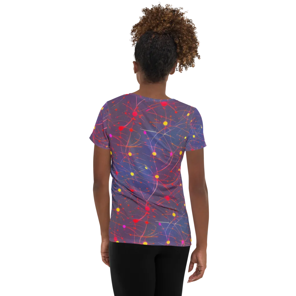 Neon Synapse on Women's Athletic T-Shirt — Back