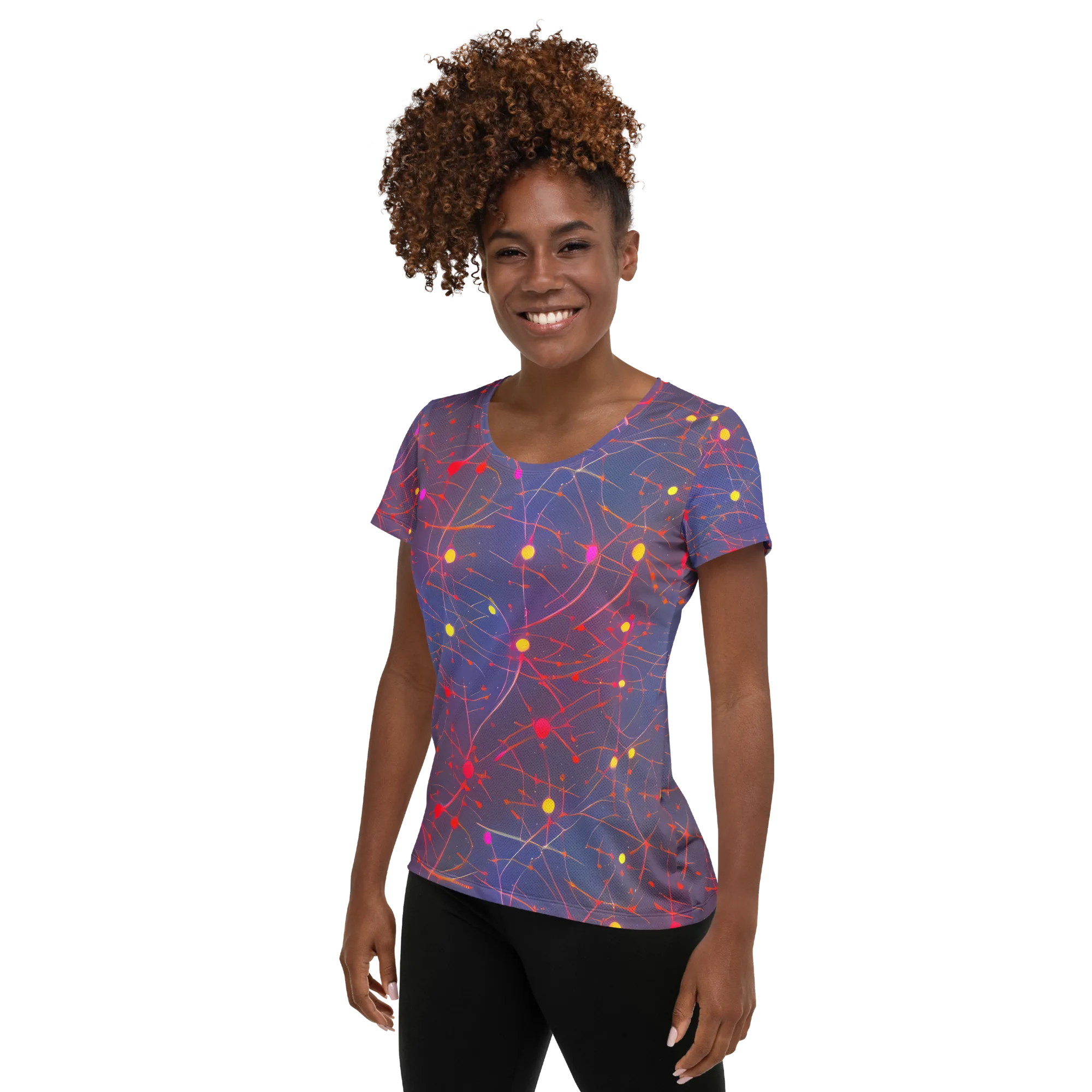 Neon Synapse on Women's Athletic T-Shirt — Left