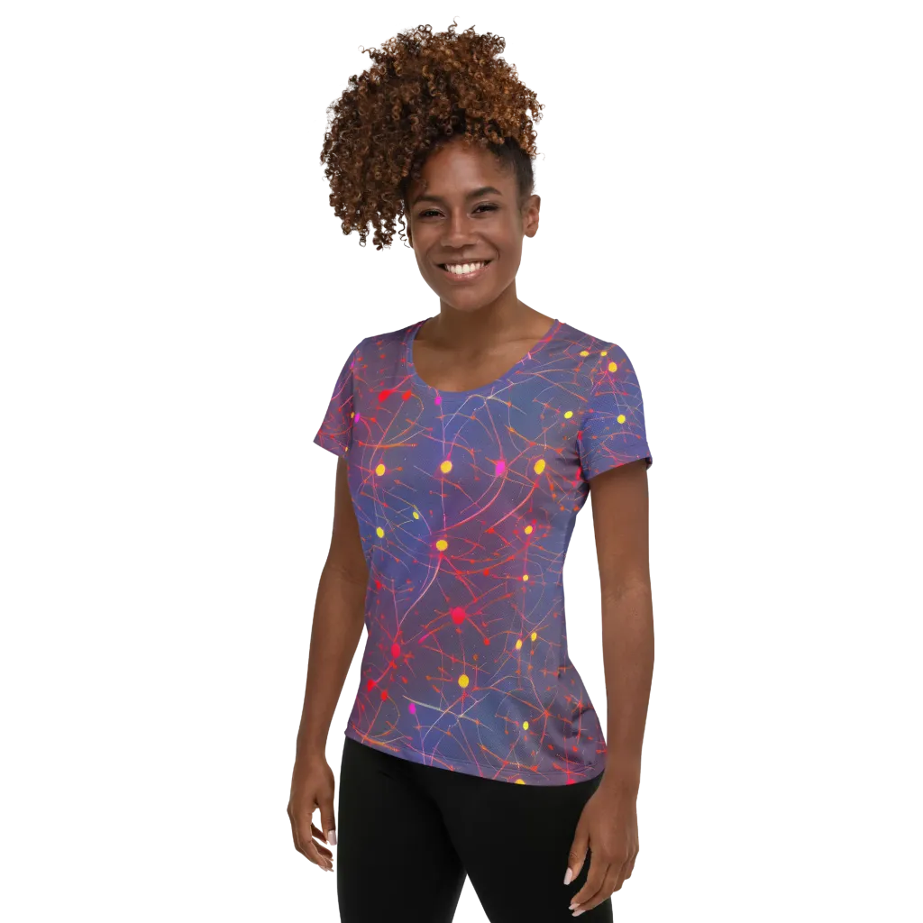 Neon Synapse on Women's Athletic T-Shirt — Left