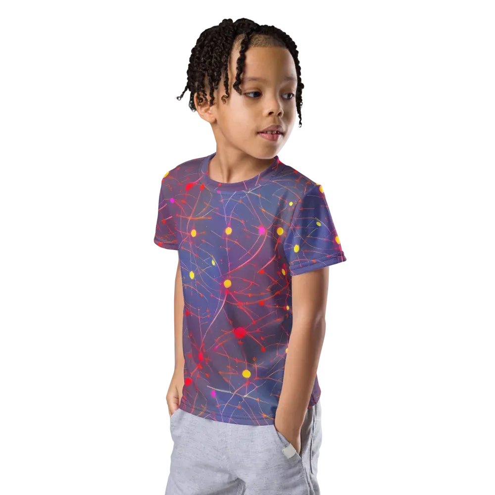Neon Synapse on Kids Crew Neck T-Shirt — Left Front