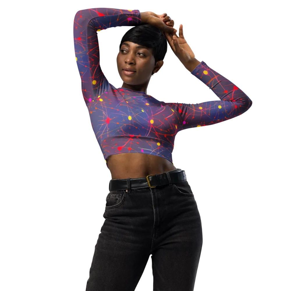 Neon Synapse on Long Sleeve Crop Top — Front
