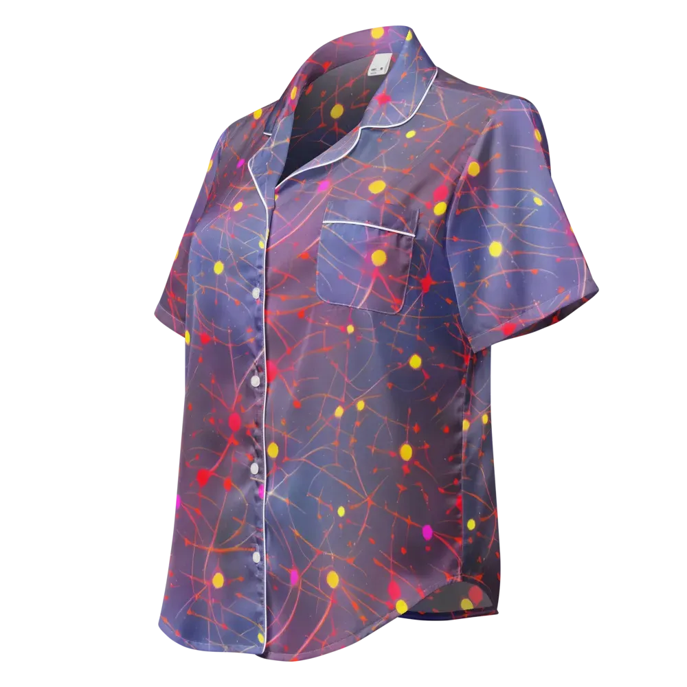 Neon Synapse on Women's Short Sleeve Pajama Top — Left Front