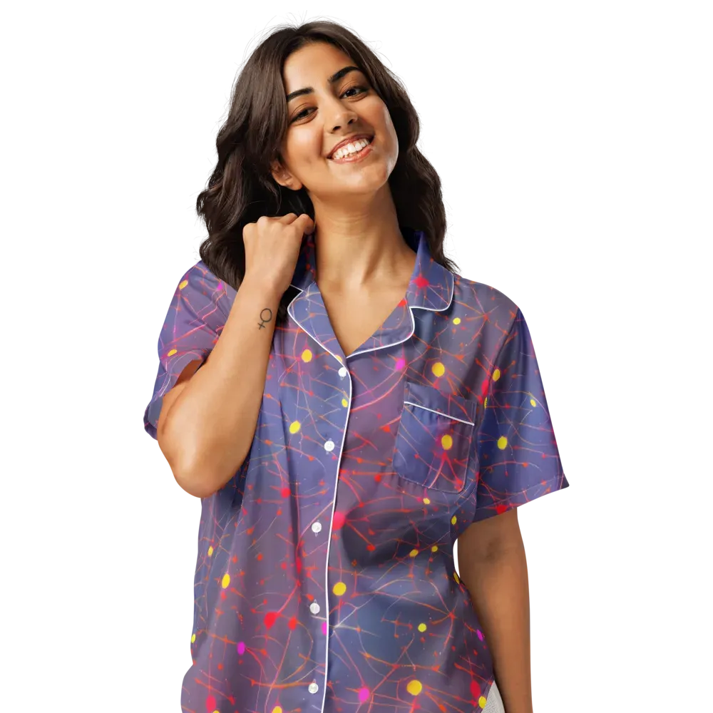 Neon Synapse on Women's Short Sleeve Pajama Top — Front