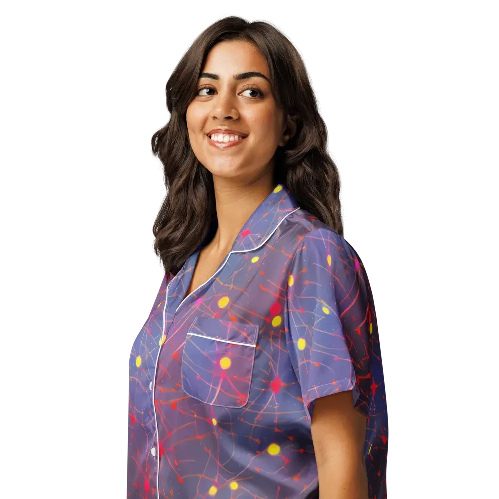 Neon Synapse on Women's Short Sleeve Pajama Top — Left Front