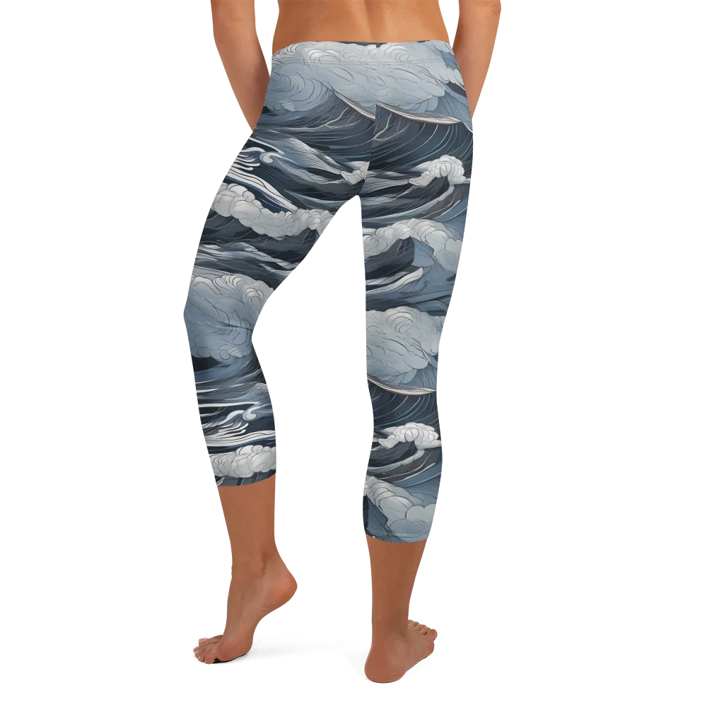 Midnight Lighthouse on Capri Leggings — Back