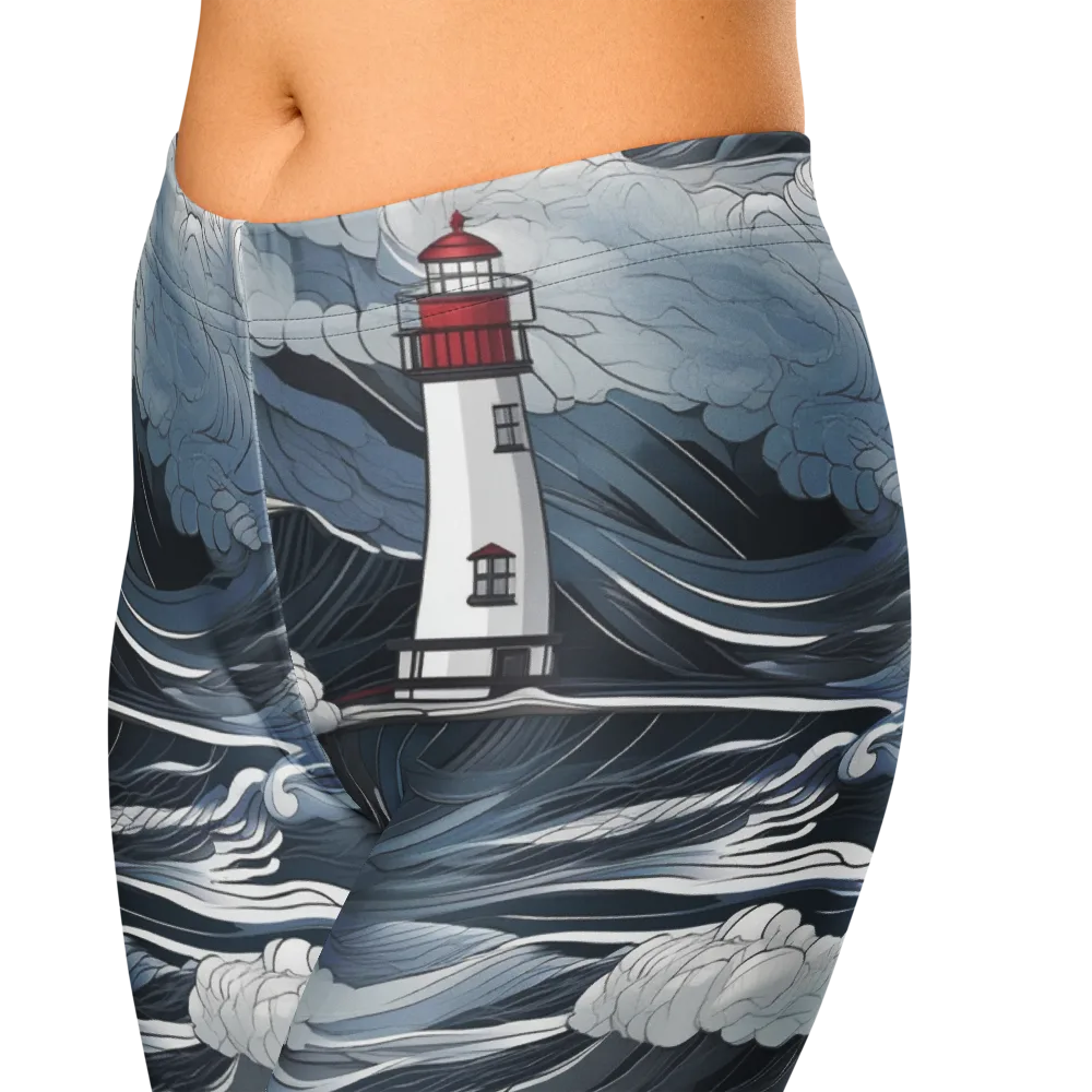 Midnight Lighthouse on Capri Leggings — Zoomed-in