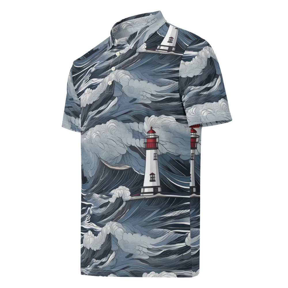 Midnight Lighthouse on Men's Slim Fit Polo Shirt — Left Front